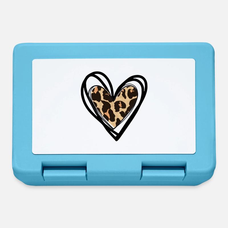 Coeur leopard - Boîte à goûter - bleu saphir