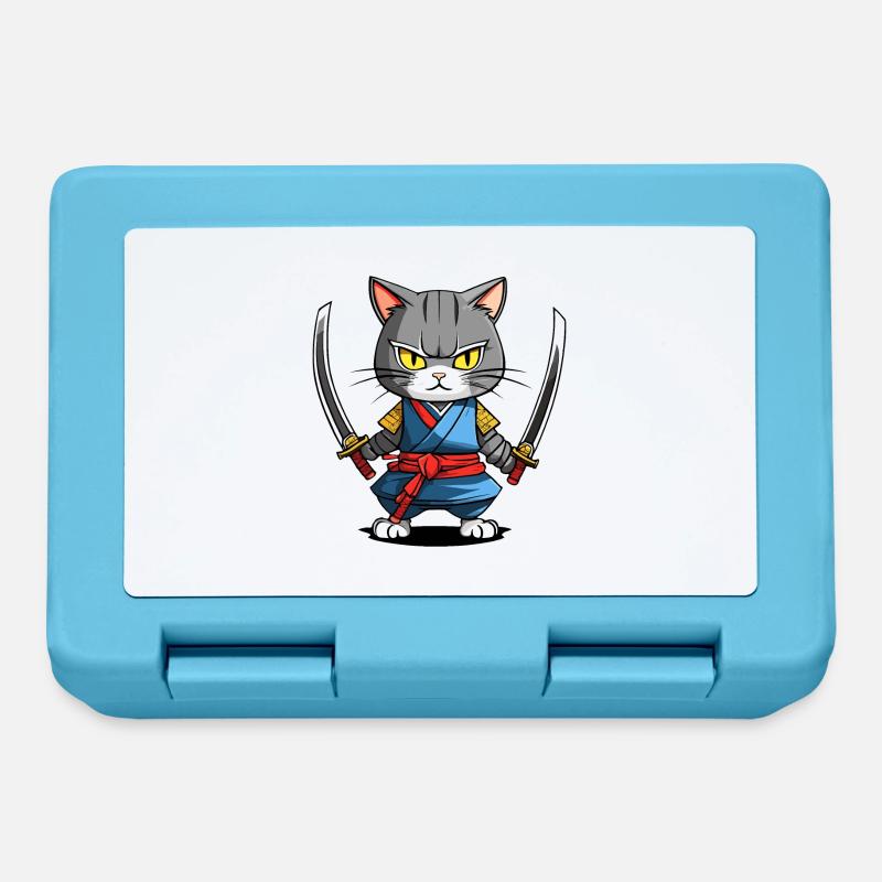 Samurai Cat #39 - Lunchbox - sapphire blue