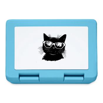 Chat avec lunettes - Boîte à goûter - bleu saphir - Devant