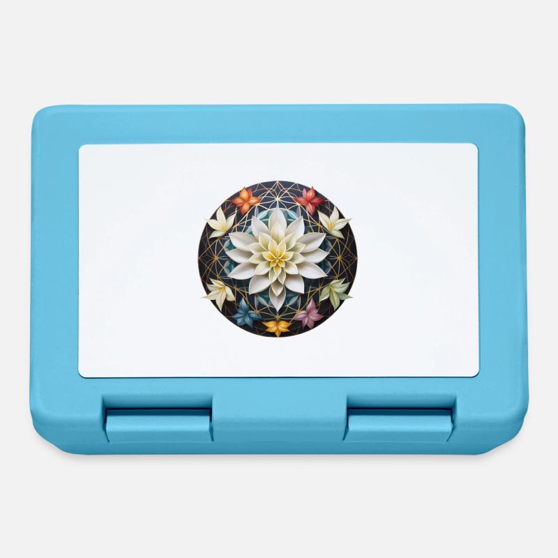 Mandala de fleurs avec cadeau de lotus fleur de vie - Boîte à goûter - bleu saphir
