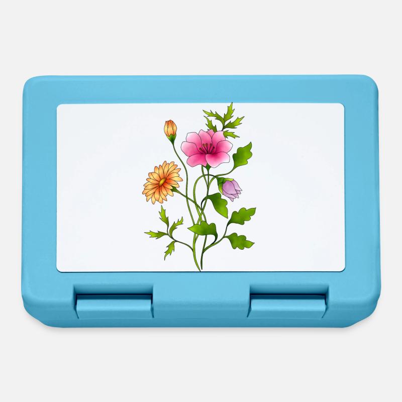 fleurs - Boîte à goûter - bleu saphir