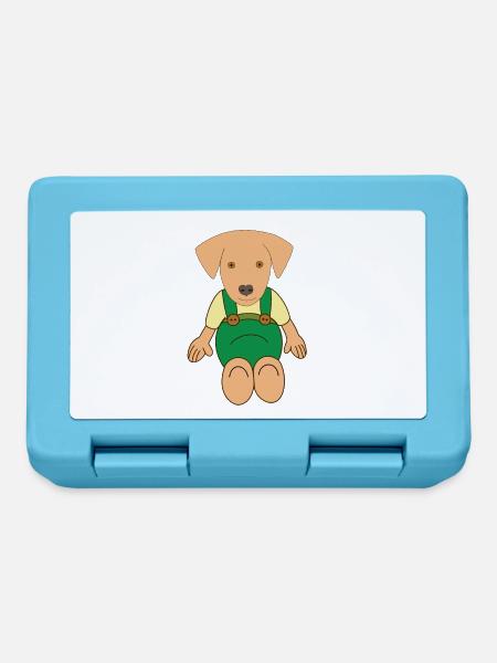 Kleiner niedlicher Hund Zeichnung Kind Kinder Baby - Brotdose - Saphirblau