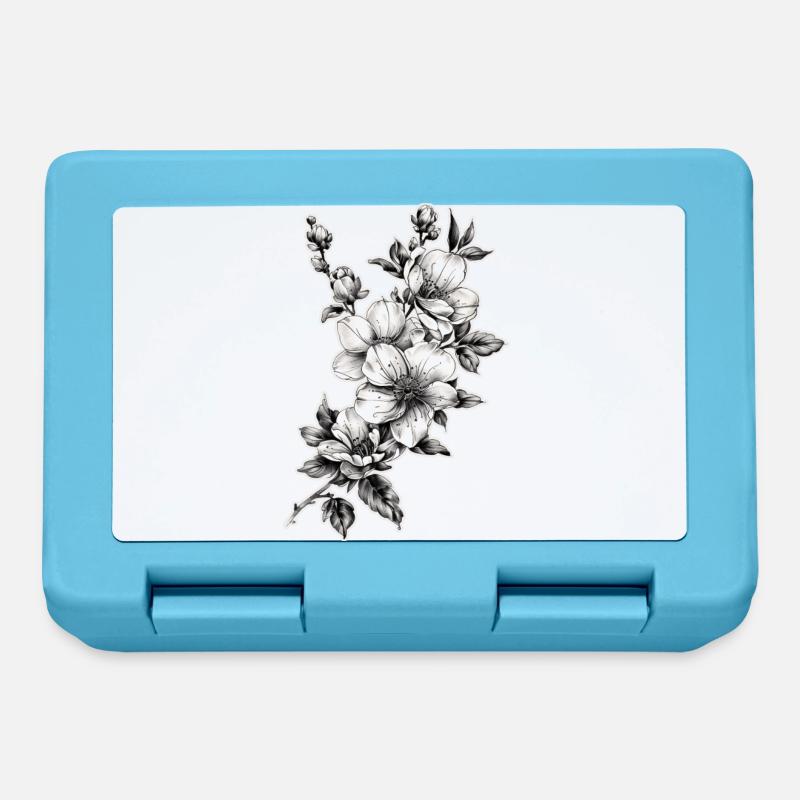 Branche de fleur avec de belles fleurs de forme tribale - Boîte à goûter - bleu saphir