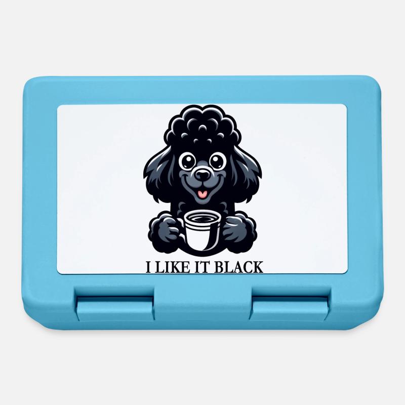Pudel Kaffee "I like it black" Design - Brotdose - Saphirblau