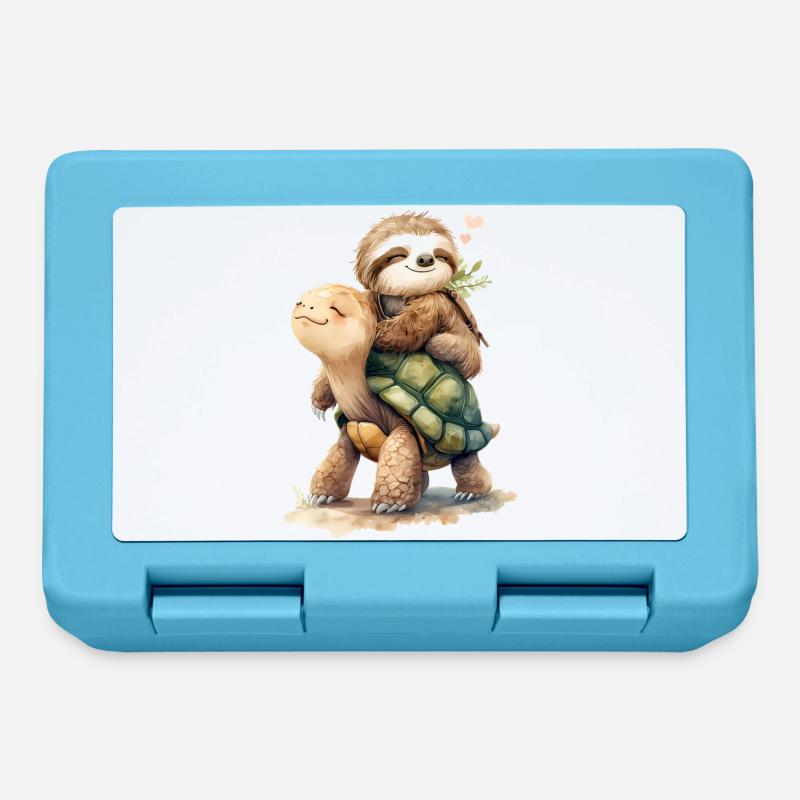 Sloth and Turtle on holiday 2 🦥🐢 - Lunchbox - sapphire blue