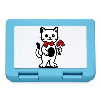 Amoureux des chats kawaii avec ruban rouge - Boîte à goûter - bleu saphir - Devant