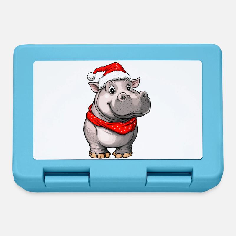 Hippopotame de Noël - Boîte à goûter - bleu saphir
