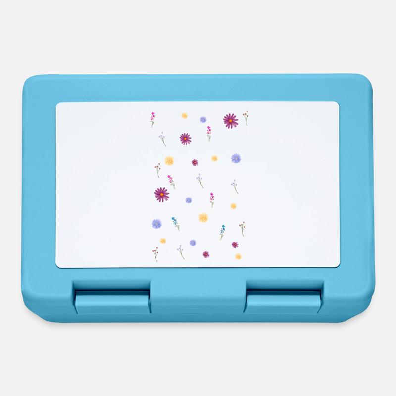 Dispersion de fleurs sur le noir - Boîte à goûter - bleu saphir