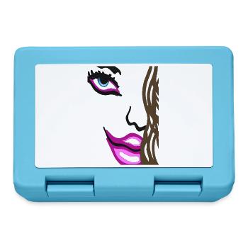 Farbige Lippen und Auge Pop-Art Frauen Portrait - Brotdose - Saphirblau - Vorne