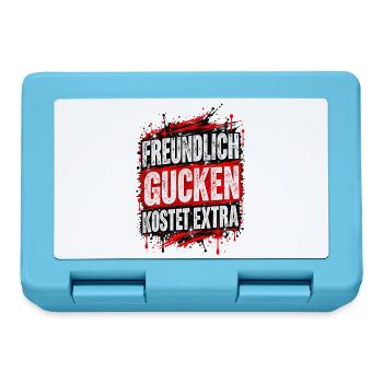 Freundlich gucken kostet extra – Fun Shirt - Brotdose - Saphirblau - Vorne