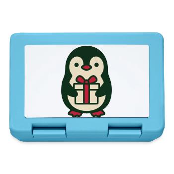 Pinguin Geschenk Clipart - Brotdose - Saphirblau - Vorne