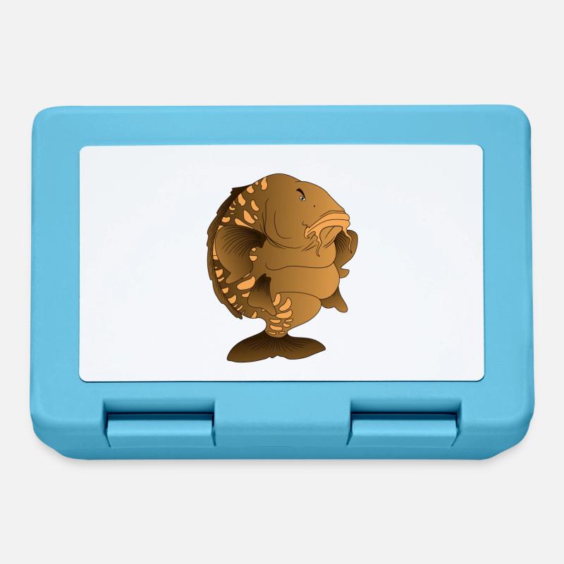 Design de pêche de la carpe miroir en forme de dessin animé - Boîte à goûter - bleu saphir