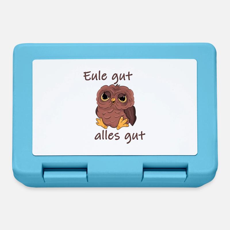 Eule gut alles gut coole Eule - Brotdose - Saphirblau