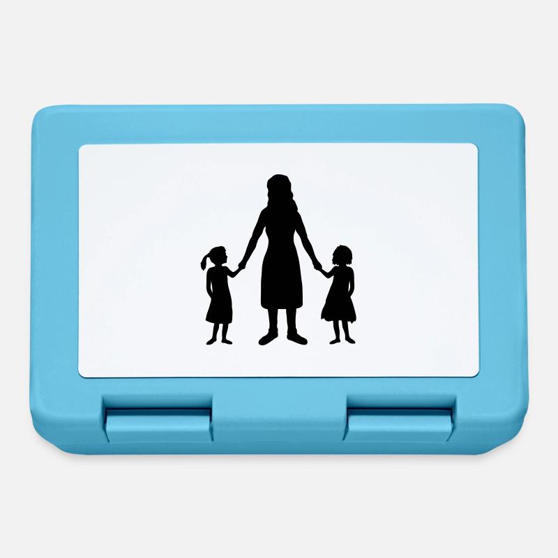 Silhouette 2 Töchter Mutter - Brotdose - Saphirblau