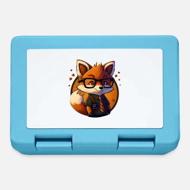 Mignon mignon Mignon Cartoon Fox avec des lunettes - Boîte à goûter - bleu saphir