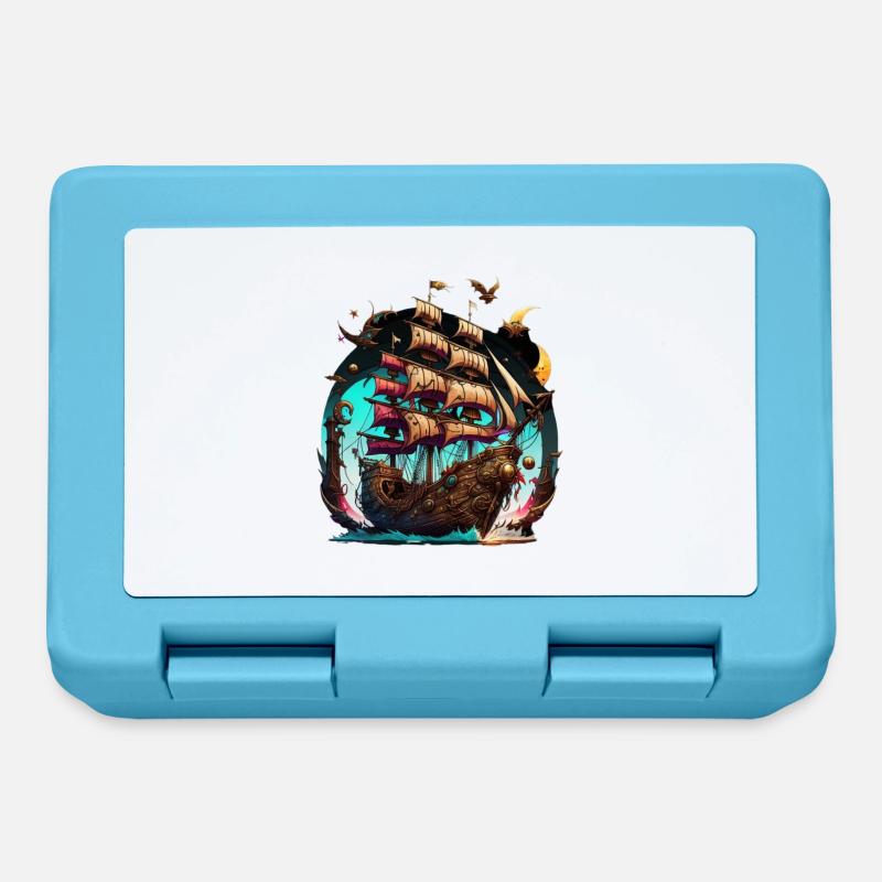 Bateau pirate - Boîte à goûter - bleu saphir