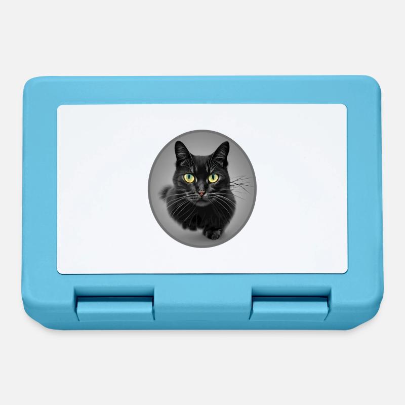 Superbe Chat Noir en train de Courir - Boîte à goûter - bleu saphir