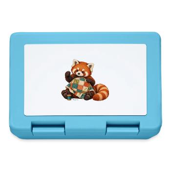 Roter Panda quiltet von Hand - Brotdose - Saphirblau - Vorne