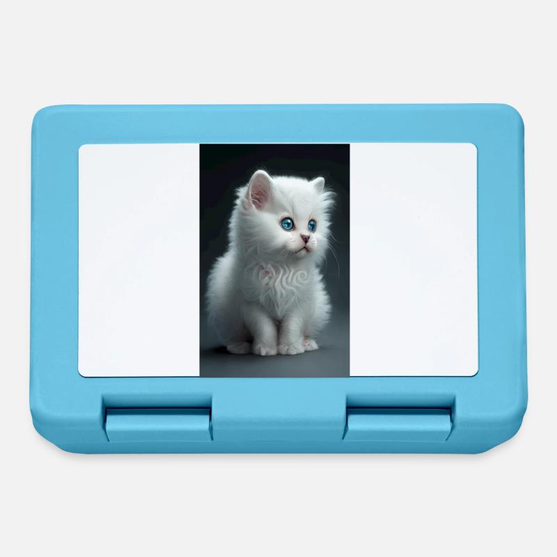 Chaton blanc mignon - Boîte à goûter - bleu saphir