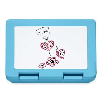 Fleurs et papillons, style coccinelle. - Boîte à goûter - bleu saphir - Devant