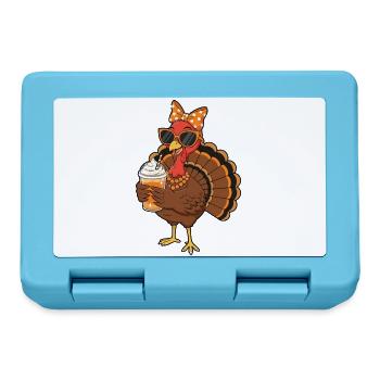 Truthahn Kaffee Liebhaber Lustig Thanksgiving Vibe - Brotdose - Saphirblau - Vorne