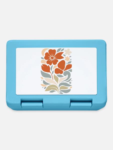 Abstraktes Blumen Muster Illustration - Brotdose - Saphirblau