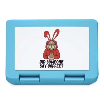 Quelqu’un a dit café ? Chat aux oreilles de lapin - Boîte à goûter - bleu saphir - Devant