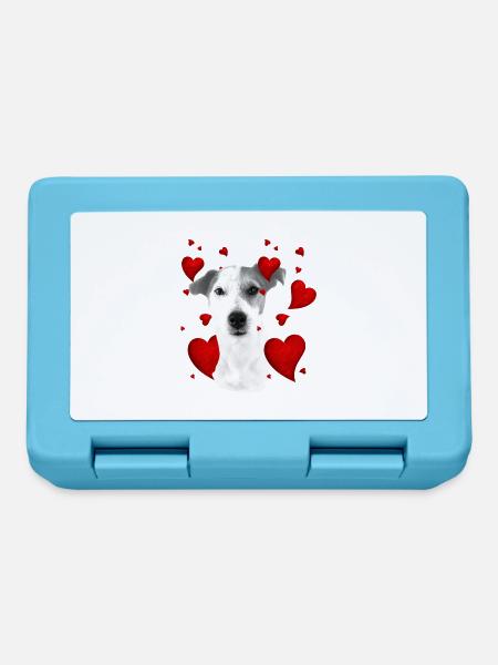 Jack Russel mit Herzen - Brotdose - Saphirblau
