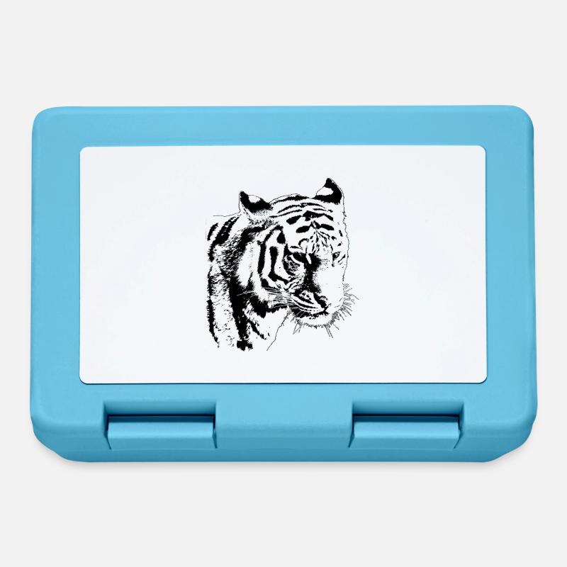 schwarzer Tiger - Brotdose - Saphirblau