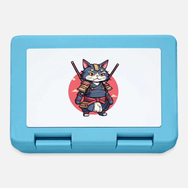 Chat samouraï #2 - Boîte à goûter - bleu saphir