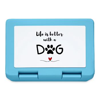 La vie est plus belle avec un chien – Dicton, Cœur et Patte - Boîte à goûter - bleu saphir - Devant