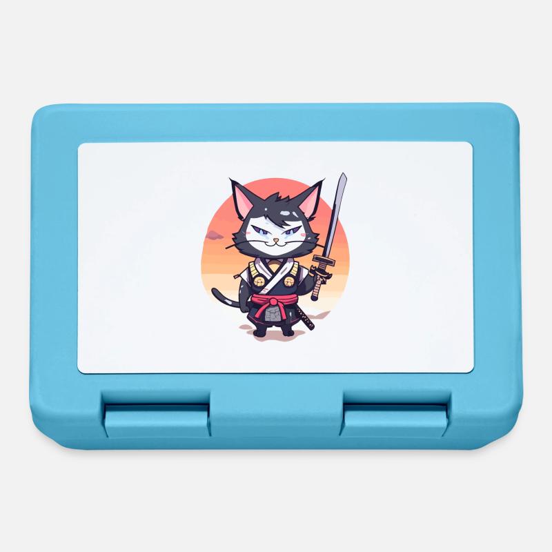 Samurai Cat #37 - Lunchbox - sapphire blue