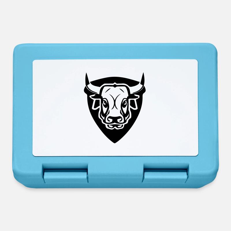 Stier vorne mit Schild - Brotdose - Saphirblau