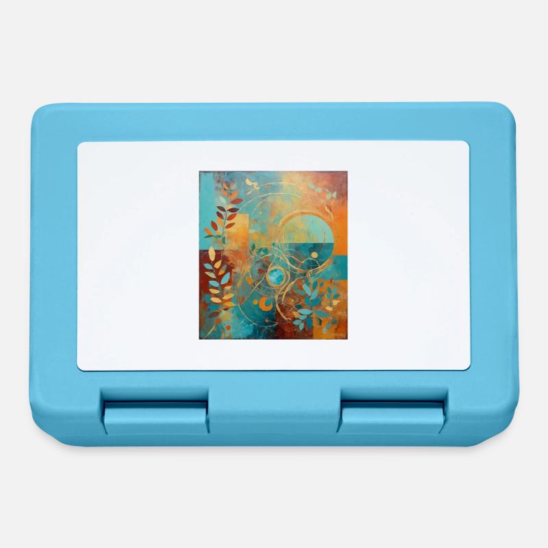 Composition abstraite avec des feuilles et des cercles - Boîte à goûter - bleu saphir