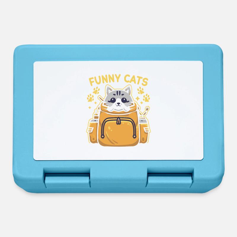 Funny with a cat looking regal in the backpack - Lunchbox - sapphire blue