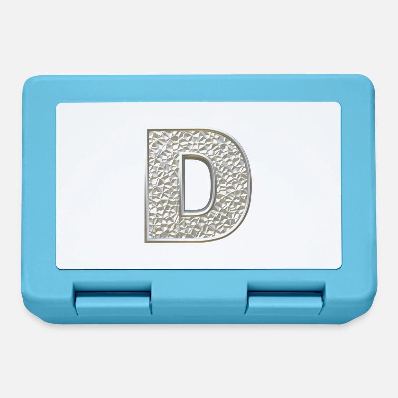 D, lettre, lettre D, initiale, initiale D, monogramme, - Boîte à goûter - bleu saphir