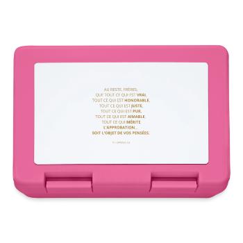 PHILIPPIENS 4:8 - VERSET DE LA BIBLE - Couleur or - Boîte à goûter - rose - Devant