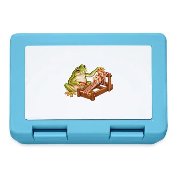 Frosch webt mit Brettchen - Brotdose - Saphirblau - Vorne