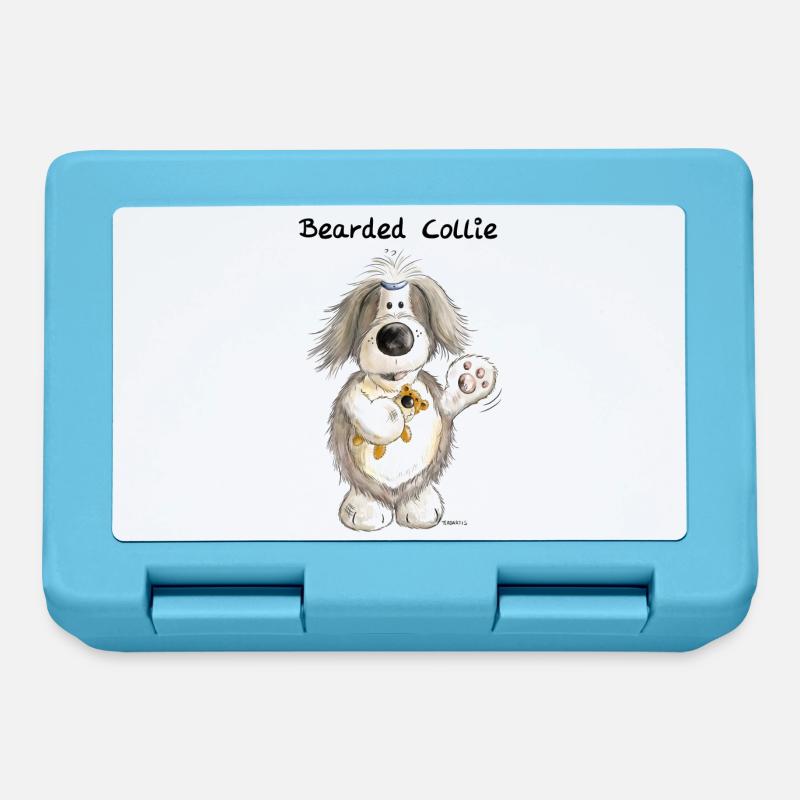 Bearded Collie With Teddy - Lunchbox - sapphire blue