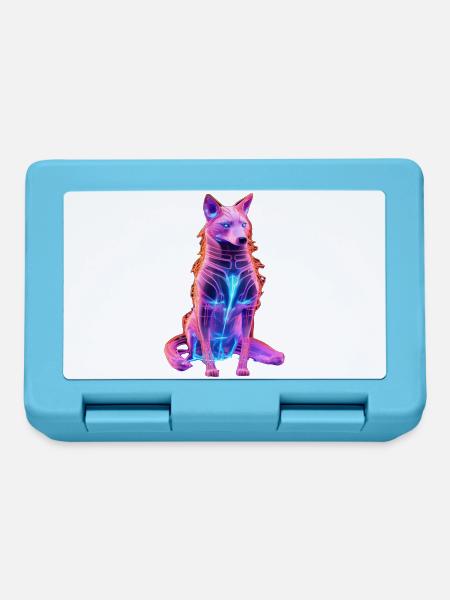 Neon Cyberwolf Kunstdesign - Brotdose - Saphirblau