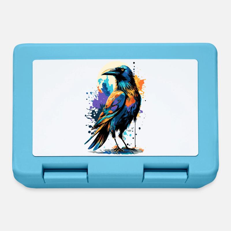 Corbeau noir - Corbeau coloré - Corbeaux et corbeaux - Boîte à goûter - bleu saphir