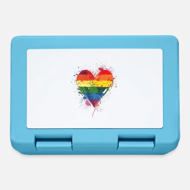 Cœur arc-en-ciel abstrait avec éclaboussures d’encre - Pride - Boîte à goûter - bleu saphir