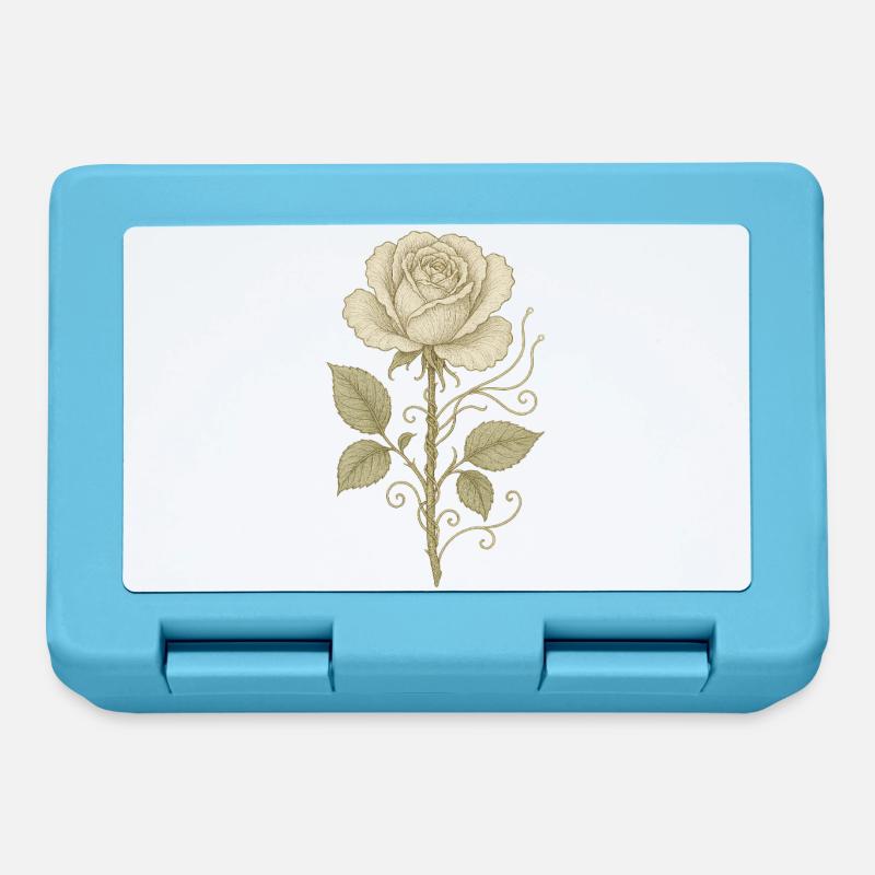 Dessin au crayon rose vintage - Boîte à goûter - bleu saphir