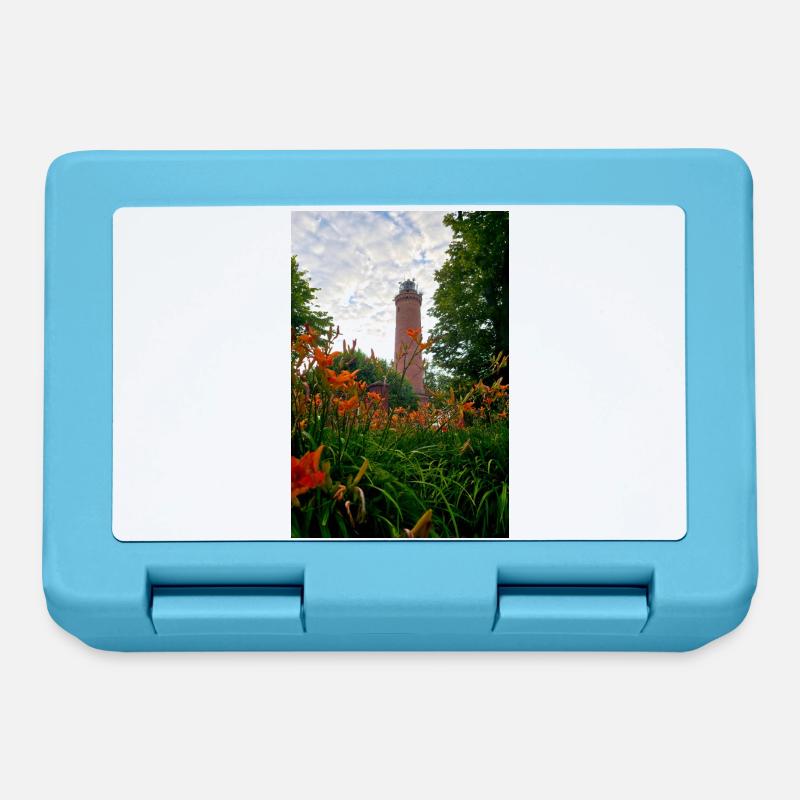 Leuchtturm Gąski, Leuchtturm, Blumen - Brotdose - Saphirblau