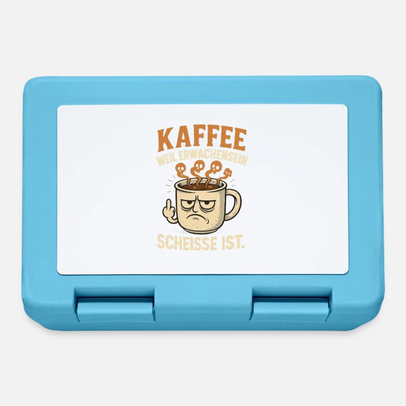 Coffee graphic with humorous message - Lunchbox - sapphire blue