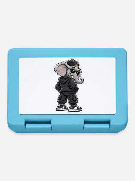 Gangster Elefant im coolen Streetwear Look - Brotdose - Saphirblau