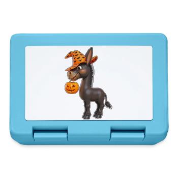 Süßer Halloween Esel mit Kürbis - Brotdose - Saphirblau - Vorne