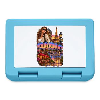Paris Neon Skyline mit Stilfigur - Brotdose - Saphirblau - Vorne