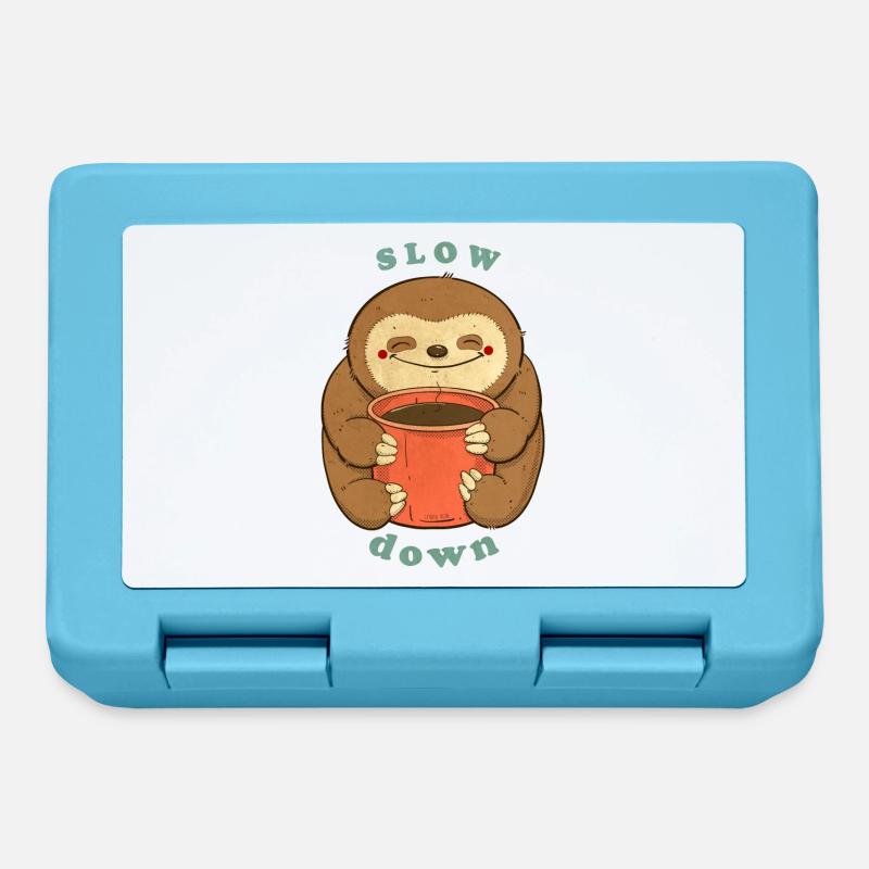 sloth with coffee slow down - Lunchbox - sapphire blue