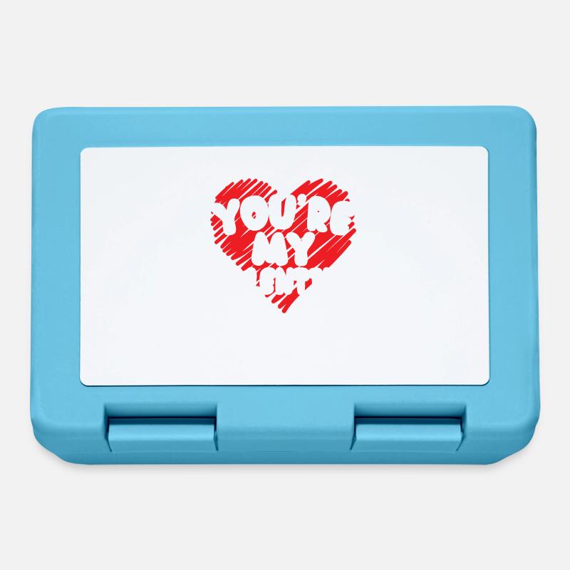 Tu es mon Valentine lettrage avec coeur Valentin - Boîte à goûter - bleu saphir